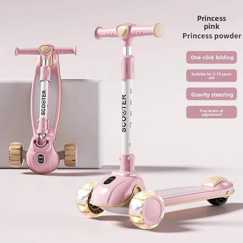 Sam's Toy World Wheel Kids Scooter Foldable Toddler Ride On Toy Flashing Wheels Scooter Suitable for Helping Children Develop Their Balance