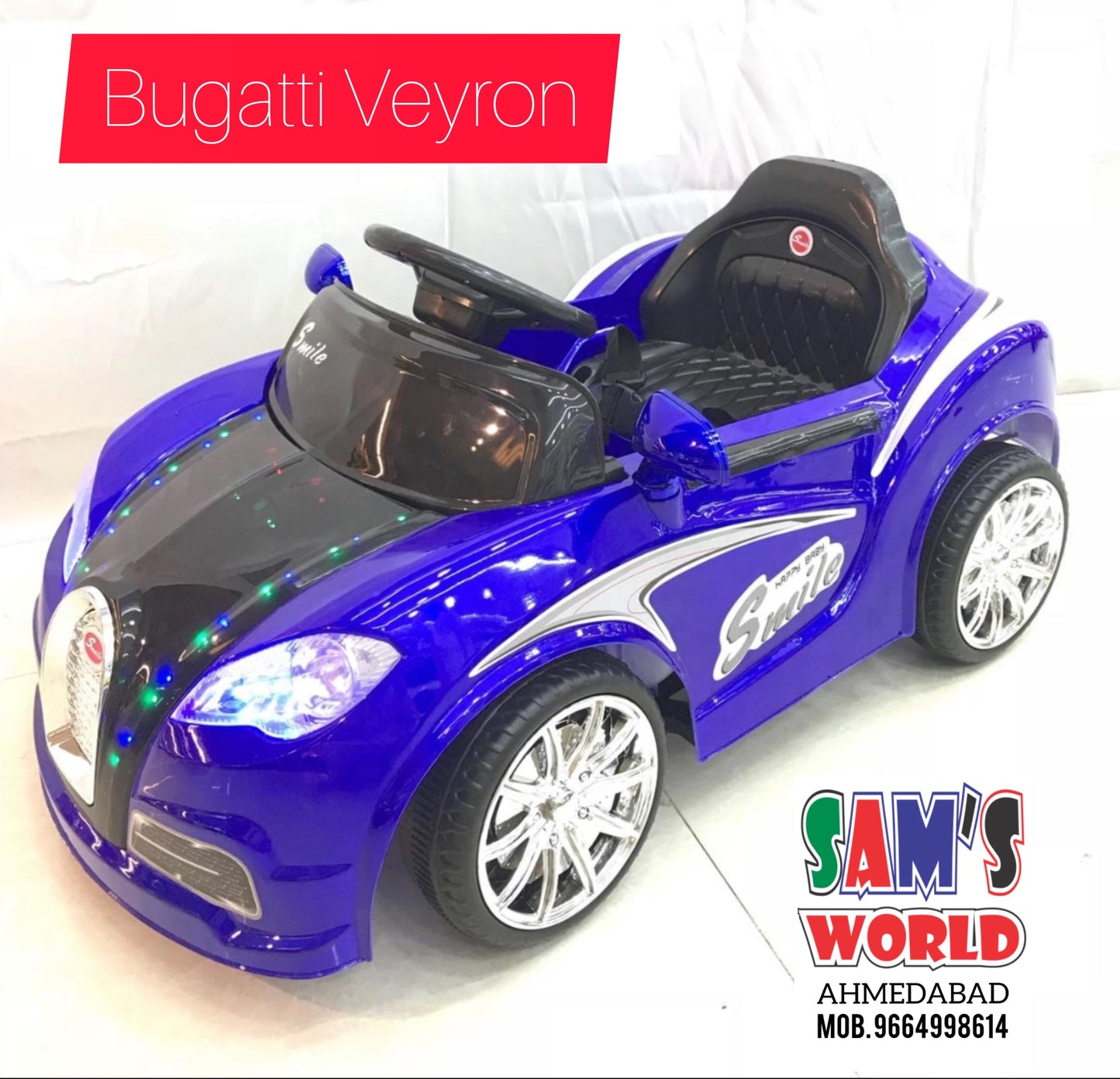 Sams World 938 Battery Operated  Ride On Toy Car For Kids With Backrest with Remote for 1 To 7 years kids - samstoy.in