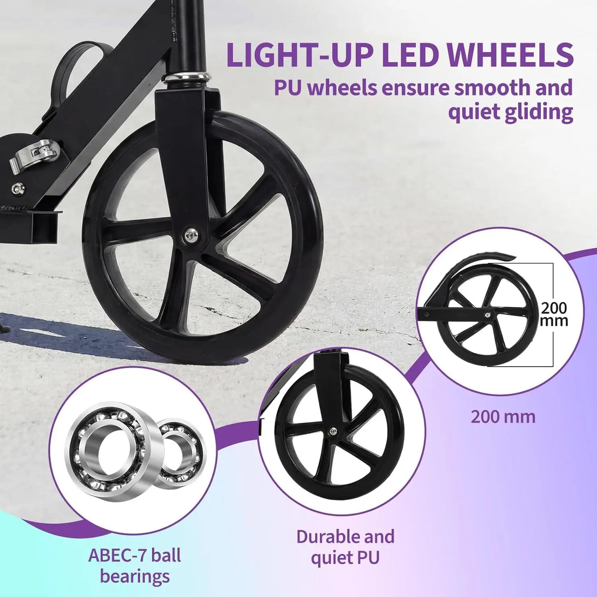 Sam's Toy World Ride Kick Scooter for Kids Teens & Adults Ages 3-12 Years, Foldable Lightweight Design, Large 2 Wheels, Adjustable Handlebar, Non-Slip Deck & Sturdy Aluminum Frame jumbo size