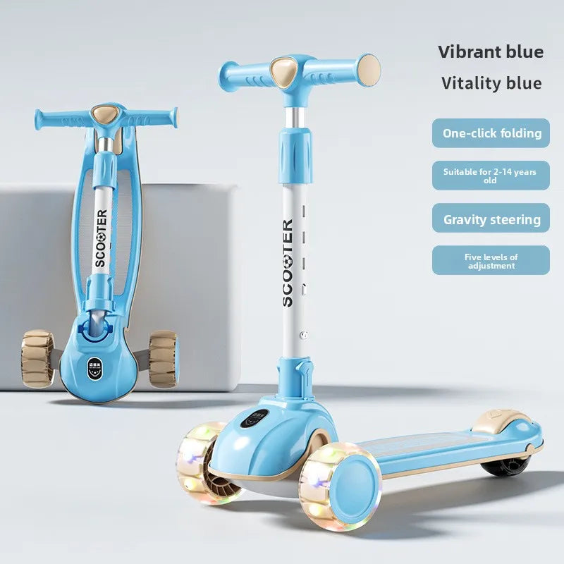 Sam's Toy World Wheel Kids Scooter Foldable Toddler Ride On Toy Flashing Wheels Scooter Suitable for Helping Children Develop Their Balance