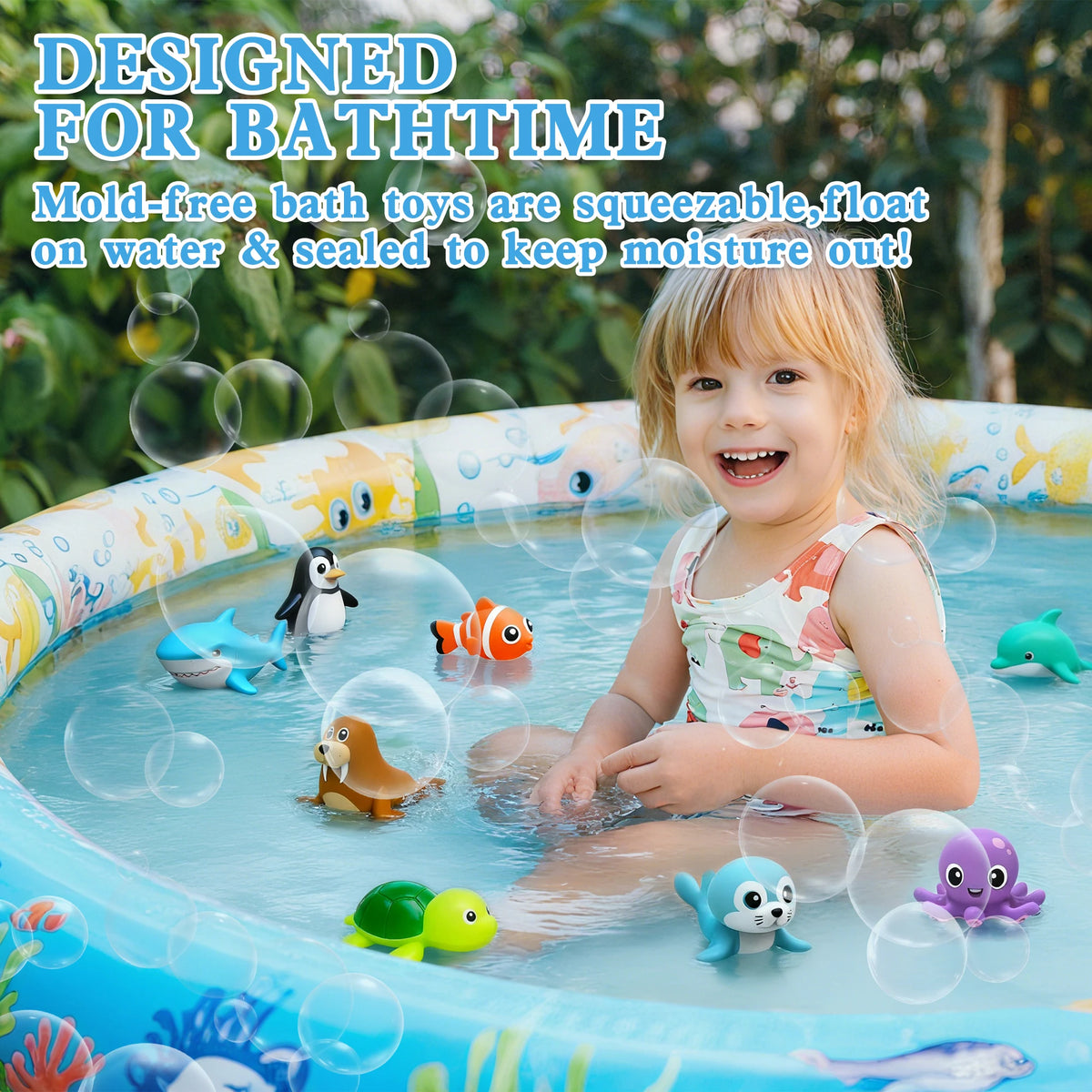 8pcs Mold-Resistant Sea Animal Bathtub Shower Toys Bathing Water Play Clockwork Toy for Kids Birthday Gifts