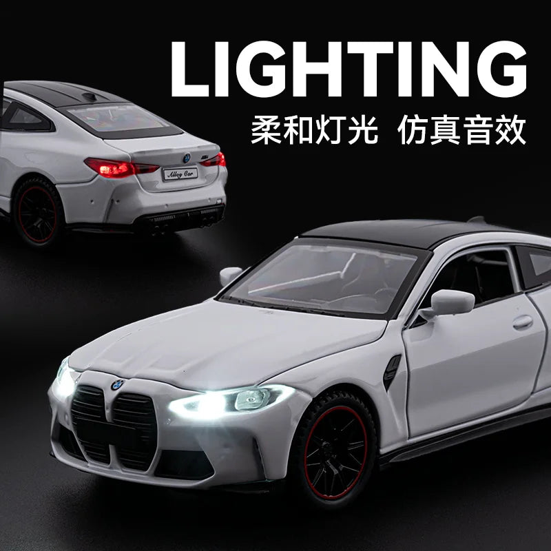 Sam's Toy World Limited Edition 1:32 Simulation Top Sports Car BM M4 Alloy Model Car with Sound and Light Boys' Toy Gift Collectibles