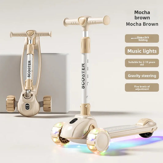 Sam's Toy World Wheel Kids Scooter Foldable Toddler Ride On Toy Flashing Wheels Scooter Suitable for Helping Children Develop Their Balance