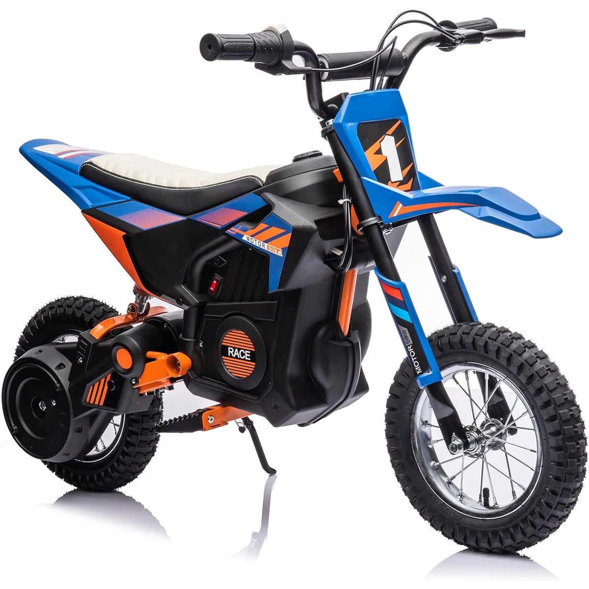 Sam's Toy World 24 V 9AH Kids Electric Dirt Bike with 250W Strong Motor for 5-15 Years | 13.6MPH Fast Speed, Battery-Powered Off-Road Motorcycle with Adjustable Speeds, Handbrake, Twist-Grip Throttle, Shock Springs