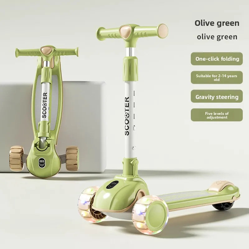Sam's Toy World Wheel Kids Scooter Foldable Toddler Ride On Toy Flashing Wheels Scooter Suitable for Helping Children Develop Their Balance