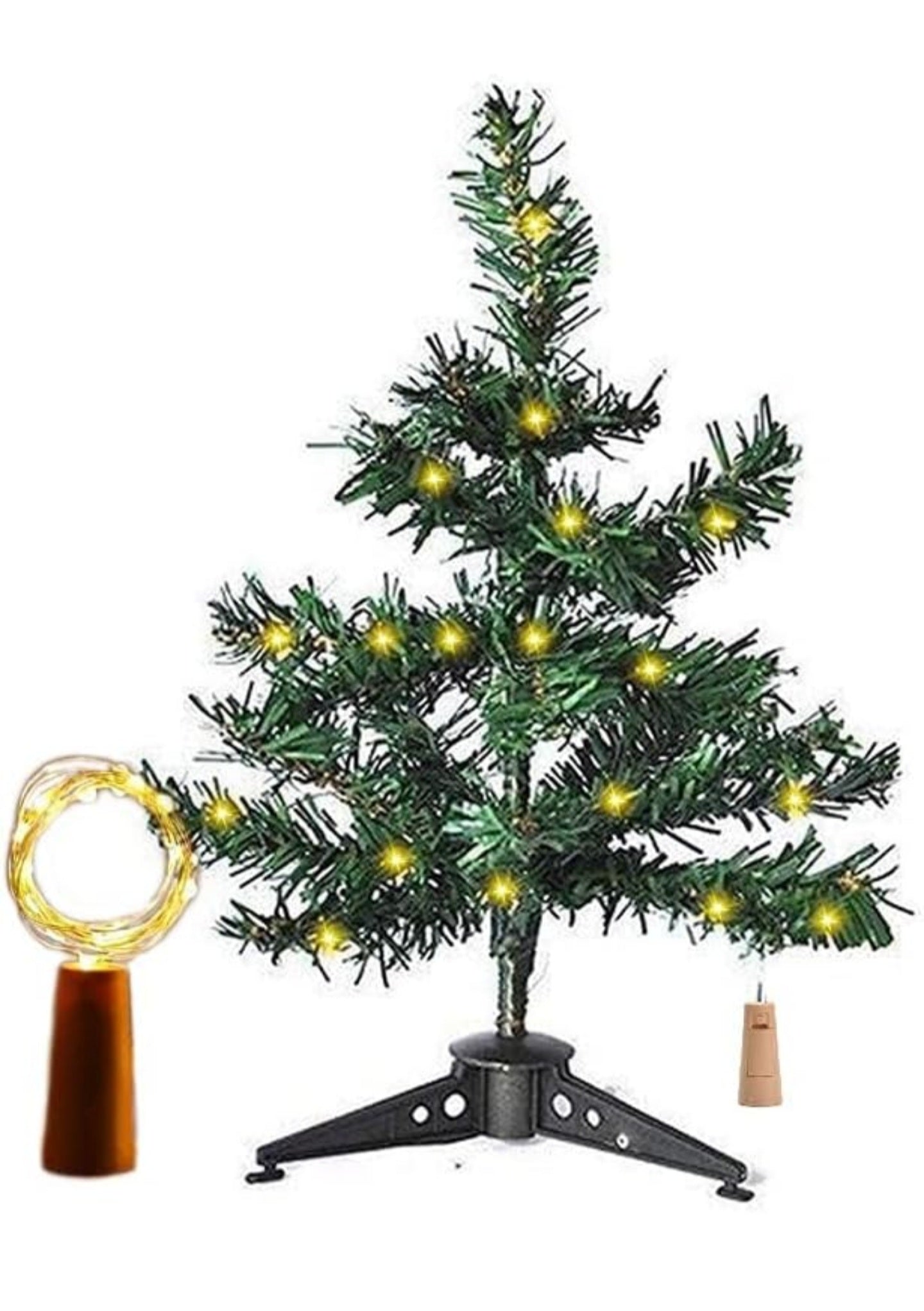 1 feet Christmas Tree with 12pcs Hanging Mini Ornaments, Lights & Tree Top X-mas Decoration for Home office Gifts