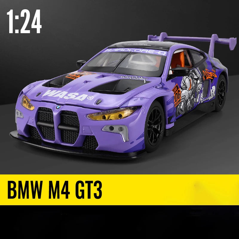 Sam's Toy World 1:24 BMW M4 GT3 AUDI R8 LMS WASA Joint Edition Alloy Sports Car Model Diecasts Metal Racing Car Model Sound Light kids Toys Gift