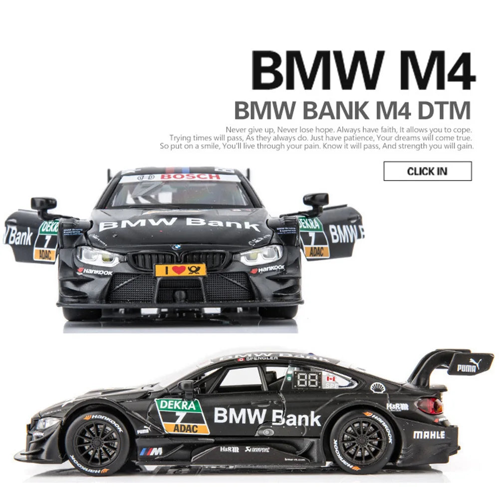 Sam's Toy World 1:32 Scale BMW M4 DTM Car Model Toy Doors Opened Metal Diecast Music Light Pull Back Racing Cars Models Toys Kids Hobby Gifts