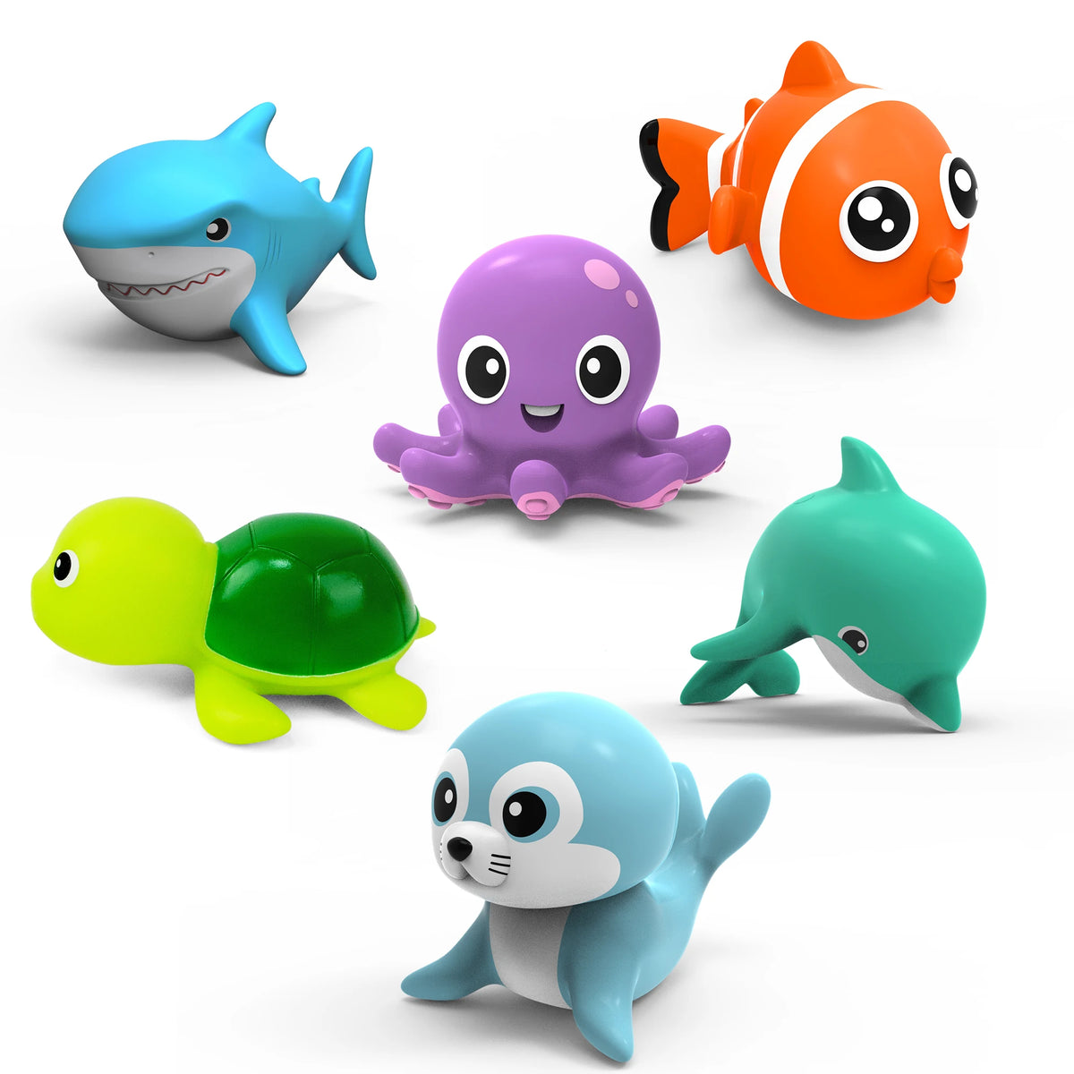 8pcs Mold-Resistant Sea Animal Bathtub Shower Toys Bathing Water Play Clockwork Toy for Kids Birthday Gifts