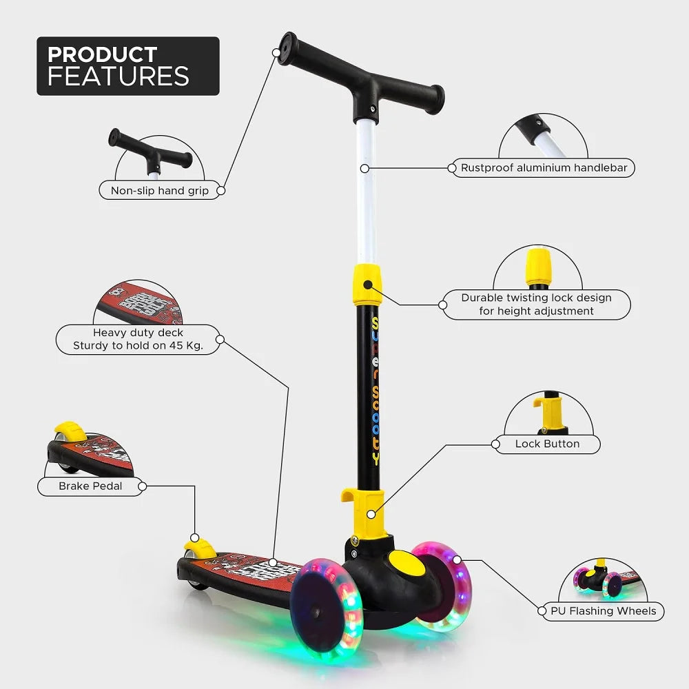 Smart Kick Scooter With Led Lights Wheels New Sam's toy samstoy.in