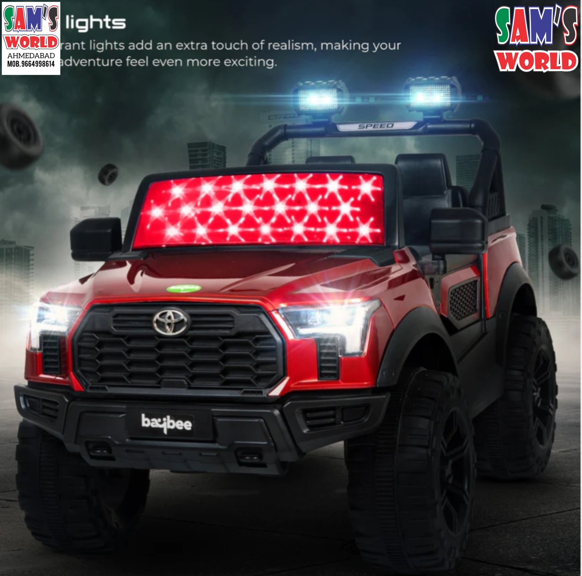 Toyota Model Kids Ride on Jeep with 12V Battery Music Lights Remote Control | sams Toy World | Ahmedabad Gujarat samstoy.in Sams toy world Ahmedabad 