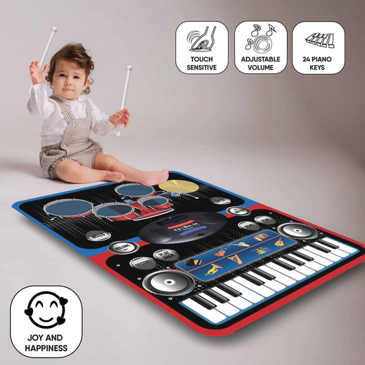 2-in-1 Musical Playmat for Kids | Interactive Toy for All Kids  | Multi-Color Floor Playmat | Piano Drum Mat | Learn Play with Music | Sams Toy World Ahmedabad