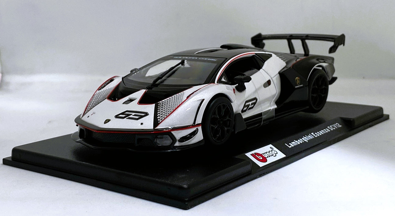 Bburago RACING series Lamborghini Essenza SCV12 1/24 White Diecast Metal Model Car | Sams Toy Ahmedabad