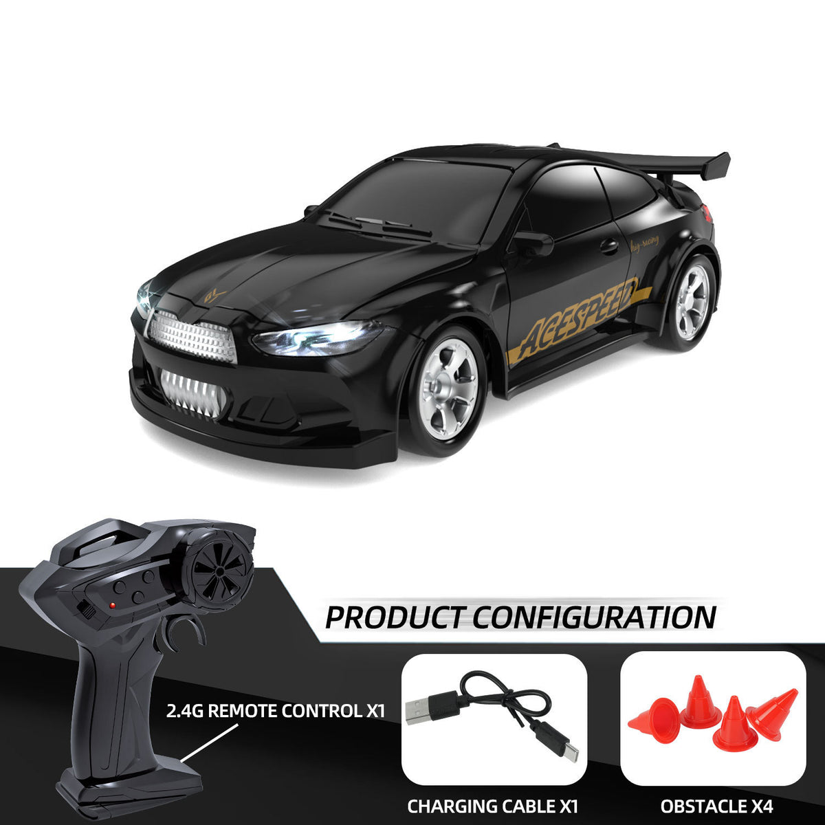 Sam's Toy World 1:64 Desktop Four-wheel Drift Car Remote Control Mini Drift Car Light Toy