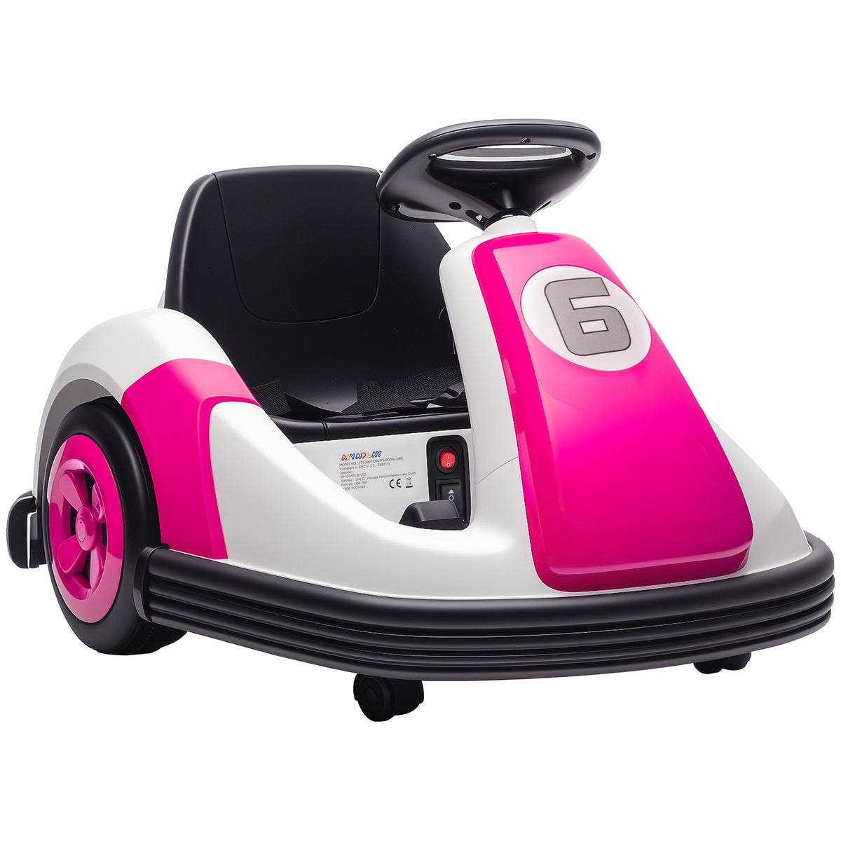 Kids Bumper Car With 360-Degree Rotation, 6V Electric Ride On Car With Music And Horn For 3-8 Years Old, Pink