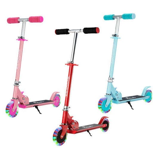 Adjustable height scooter for children in Ahmedabad in pink red and blue with light up wheels from samstoy.in