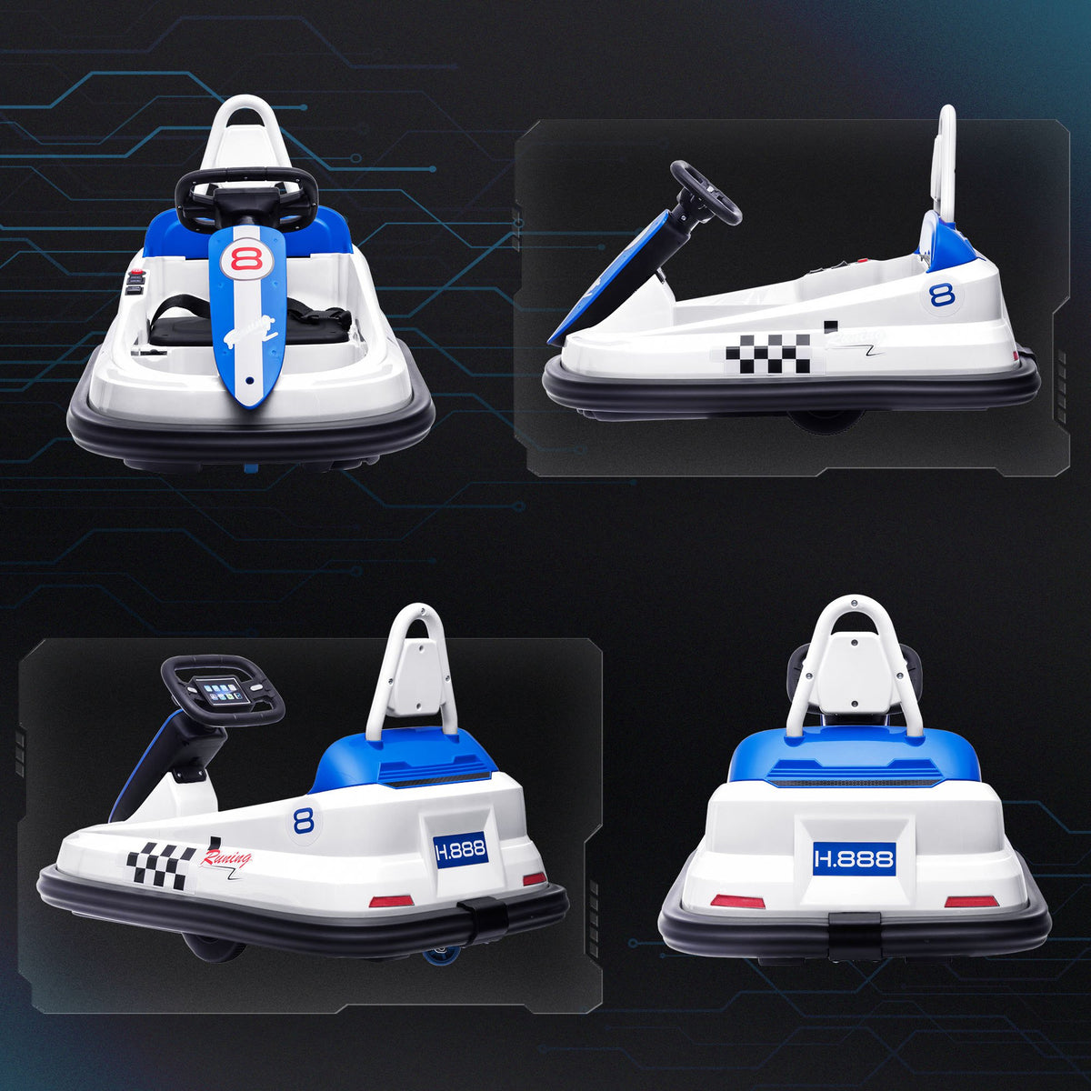 Bumper Car for Kids, 360° Rotation 6V Electric Ride On Bumper, White