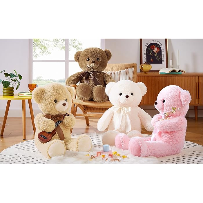large teddy bear for birthday for Girl in Ahmedabad Gujarat online India plush bears in cozy room with ribbon guitar