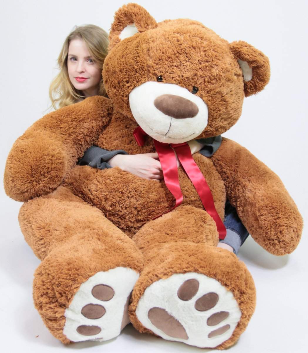 large plush teddy bear for gift for all age in Ahmedabad Gujarat brown oversized cuddly bear with red ribbon from samstoy in