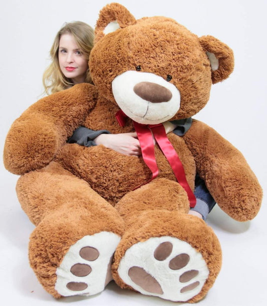 large plush teddy bear for gift for all age in Ahmedabad Gujarat brown oversized cuddly bear with red ribbon from samstoy in
