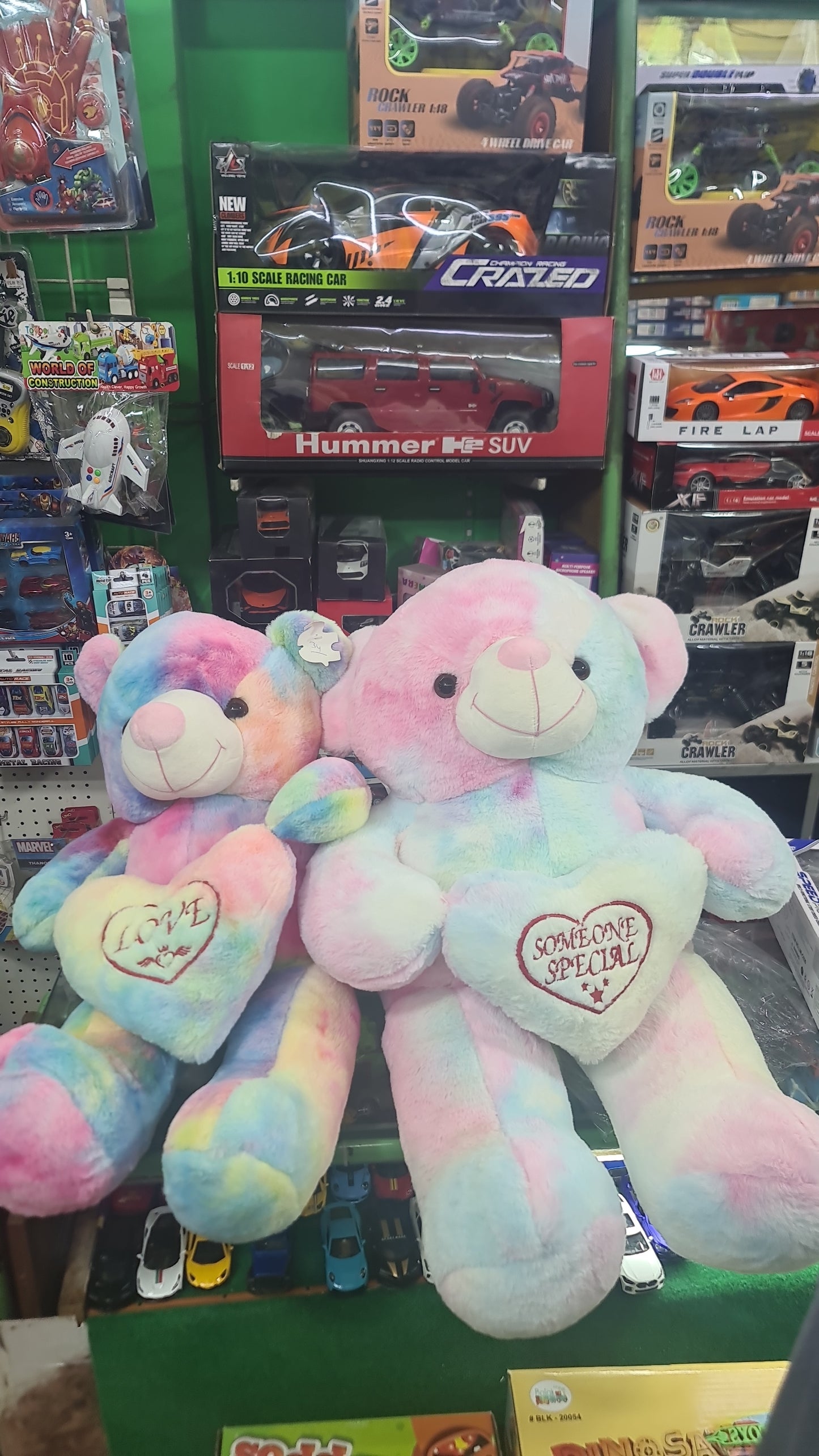 samstoy in pastel rainbow big teddy bear In Ahmedabad Gujarat online India plush toy holding heart patch