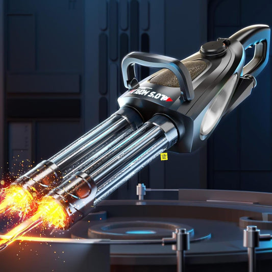 black automatic electric water gun with LED holi gun at Sam's World Ahmedabad, side view for outdoor fun