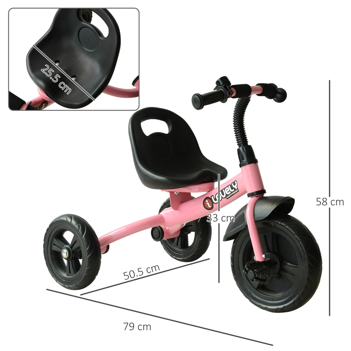 Kids Trike Toddler Tricycle Children Ride On 3 Wheels Bike For 1.5 - 4 Years Pink