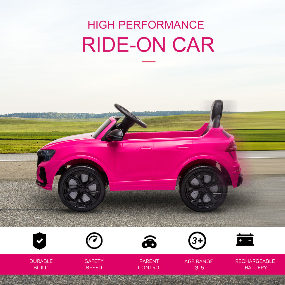 Audi RS Q8 6V Kids Electric Ride On Car Toy W/ Remote USB MP3 Bluetooth Pink