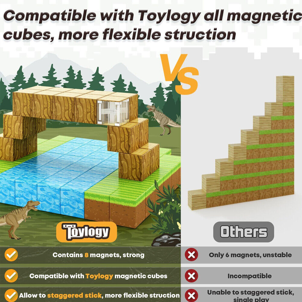 Set Minecraft Magnetic Building Blocks Children Kids Educational Toy Gifts