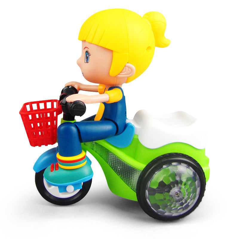 Baby electric tricycle dancing toy in green with girl rider, suitable for ages 2 and up from Sam's Toy World