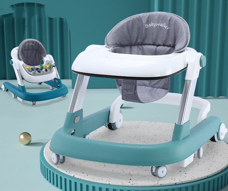 Sam's Toy World baby walker in teal and gray for infants aged 6-12 months with safe mobility features