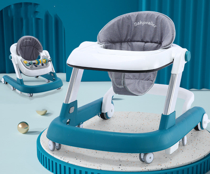 Baby walker in teal and gray for infants, ideal for early walkers from Sam's Toy World