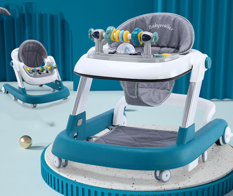 Baby Walker in teal and gray with toys for infants, perfect for 6 to 12 months, from Sam's Toy World