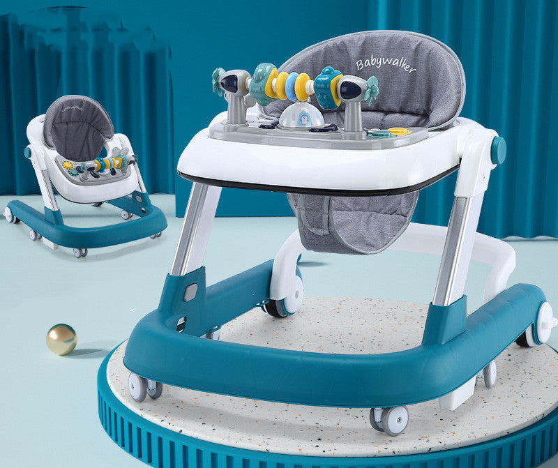 Sam's Toy World Baby Walker in teal and gray with adjustable features for infants aged 6-12 months