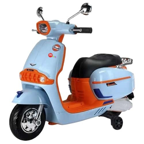 Battery Gulf scooter for kids Ahmedabad Gujarat in blue and orange design, perfect for outdoor fun