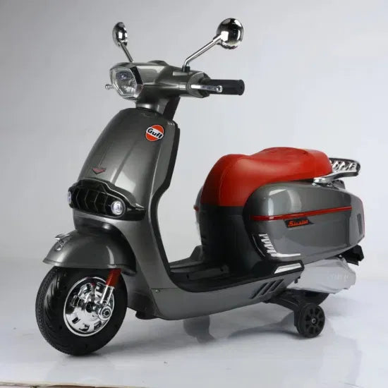 Battery Gulf scooter for kids Ahmedabad Gujarat in grey and red design with stylish chrome details