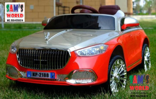 Red and silver battery operated car for children Ahmedabad Gujarat with realistic design and chrome wheels