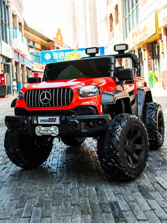 Red battery operated children's car make in Ahmedabad Gujarat with rugged tires for kids by samstoy.in