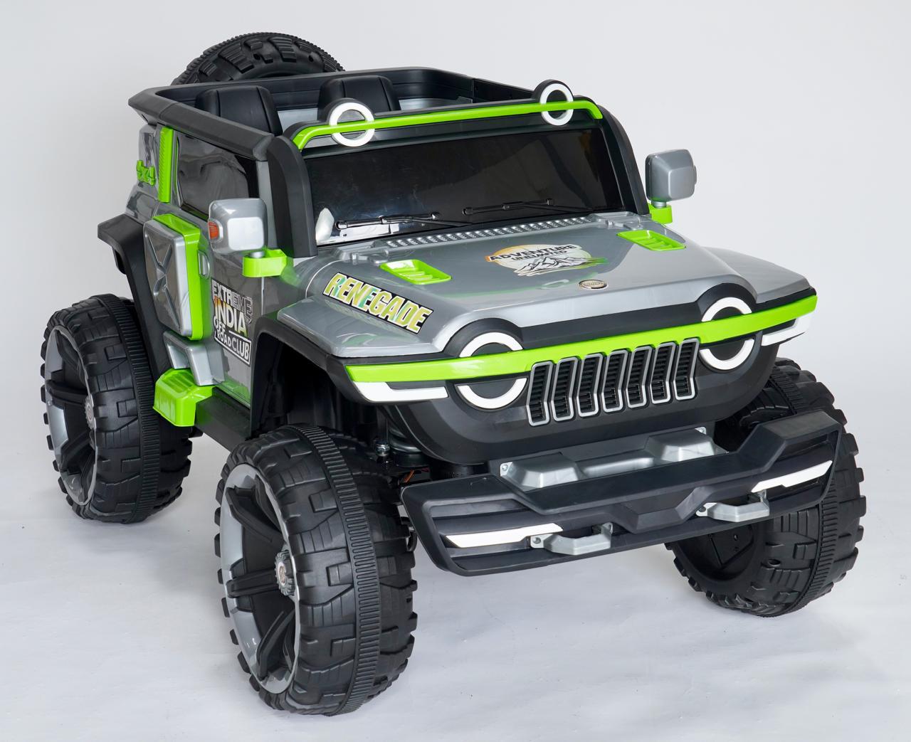 Gray battery operated heavy duty jeep for kids in Ahmedabad Gujarat, front view, perfect for outdoor adventures