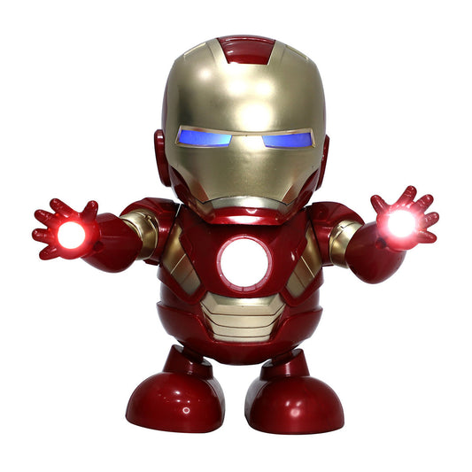 Battery operated Ironman super hero dance toy online with glowing hands and chest light