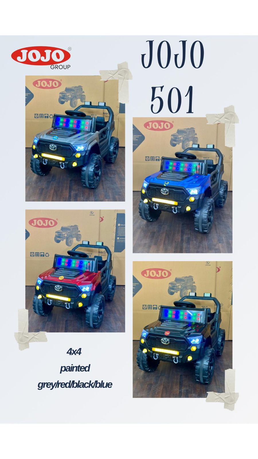 JOJO 501 electric jeep with LED lights and big tires 4x4 off-road ride on vehicle for kids in Ahmedabad Gujarat online India