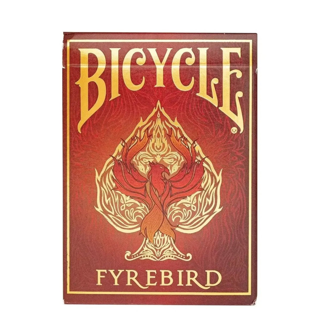 Bicycle Fyrebird playing cards box in red with elegant design, perfect for games in playing cards