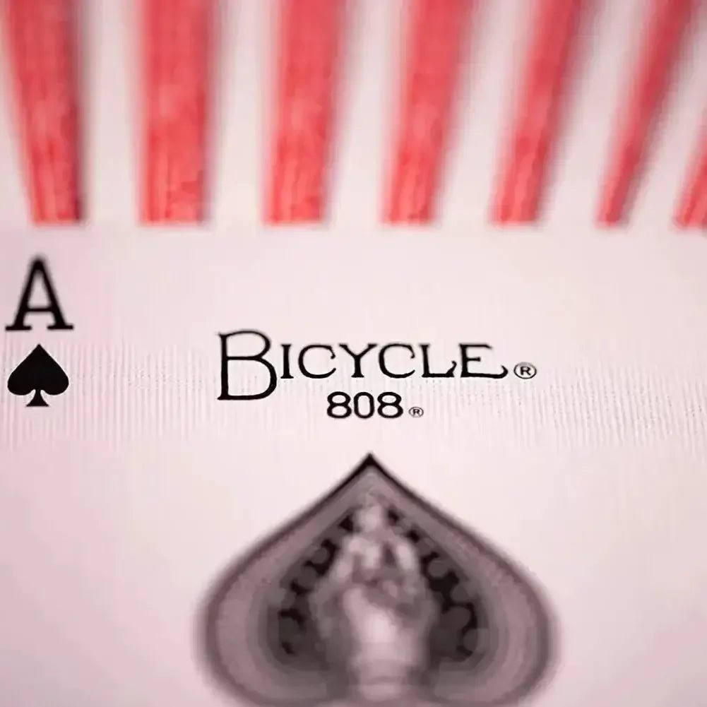 Close-up of Bicycle 808 playing cards showing Ace of Spades, ideal for games of playing cards