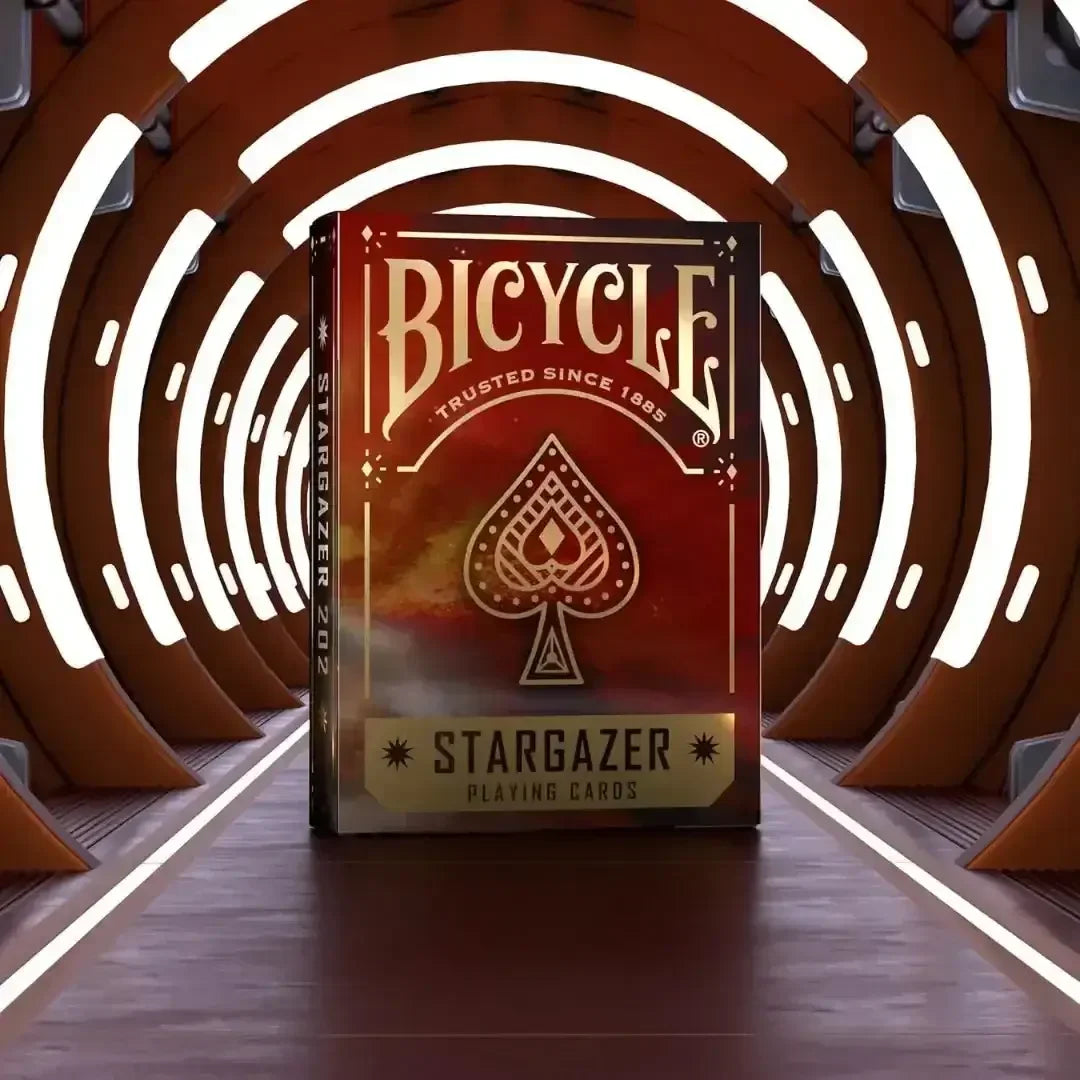 Bicycle Stargazer playing cards box in vibrant colors, designed for gaming and card enthusiasts