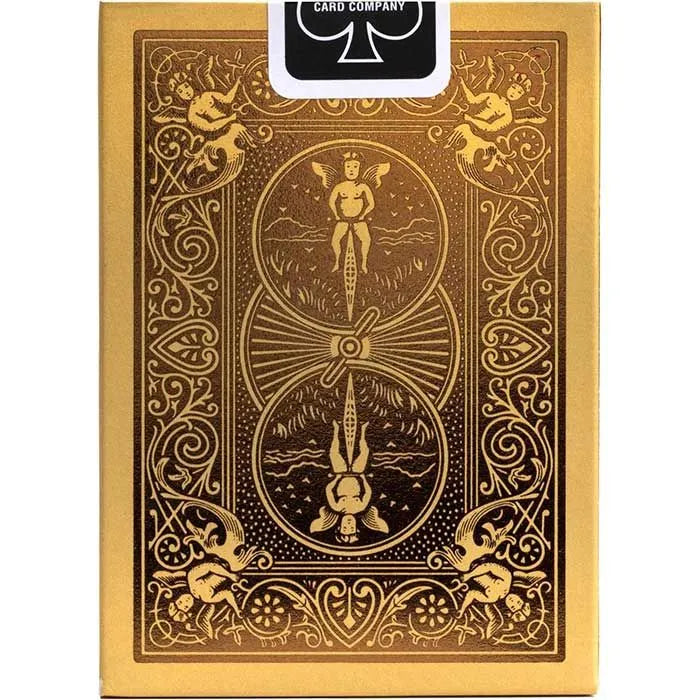 Gold Bicycle Playing Cards with intricate design, front view, ideal for card games and collectors