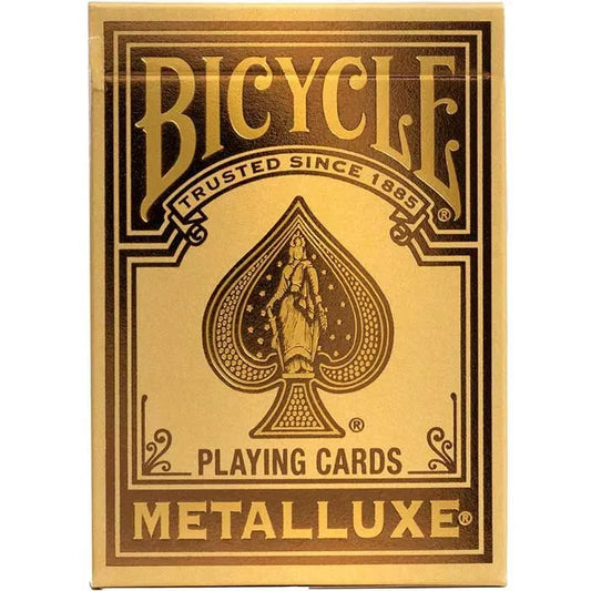 Bicycle playing cards Metalluxe in gold packaging, designed for card games and magic tricks