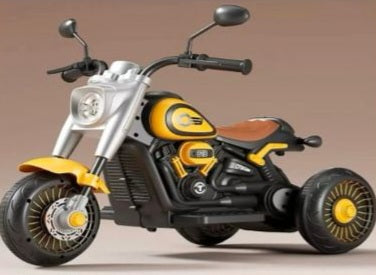 Stylish yellow tricycle designed as a bike for kids in Ahmedabad Gujarat with warranty for fun rides