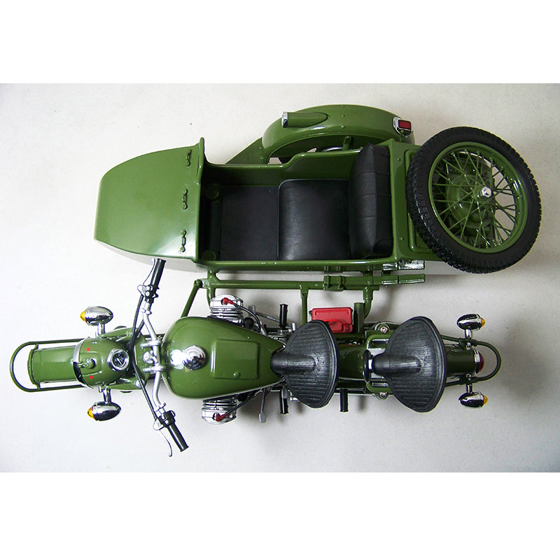 BMW R 71 1:10 SCALE MODEL ARMY BIKE in green with sidecar, perfect for collectors at Sam's Toy World