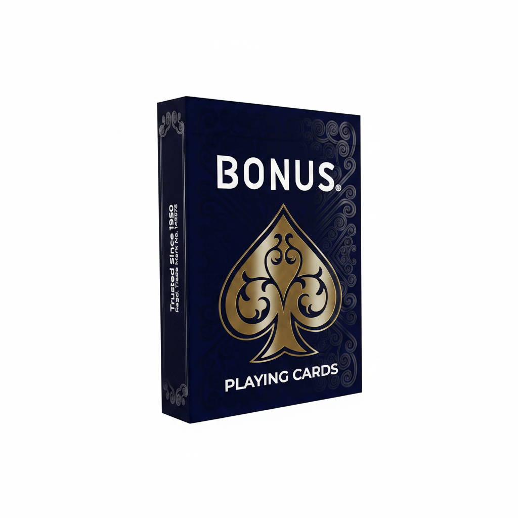 Parksons Bonus gaming playing cards in a blue box with gold spade design, ideal for card games