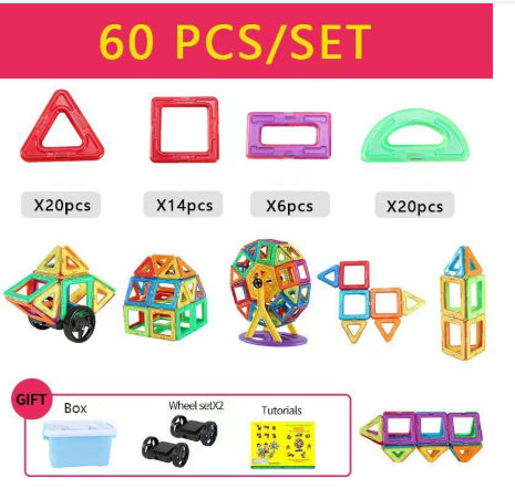 Colorful 60-piece building blocks set with various shapes for creative play and construction